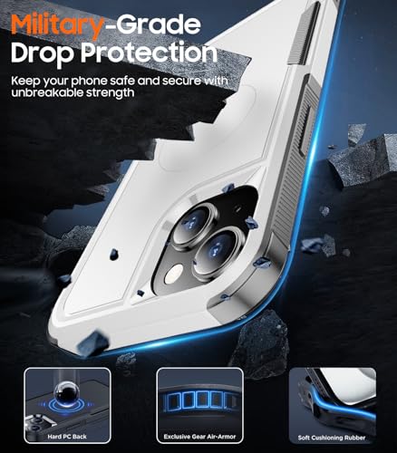 Protection iPhone 15 antichoc blanche compatible Magsafe de grade militaire