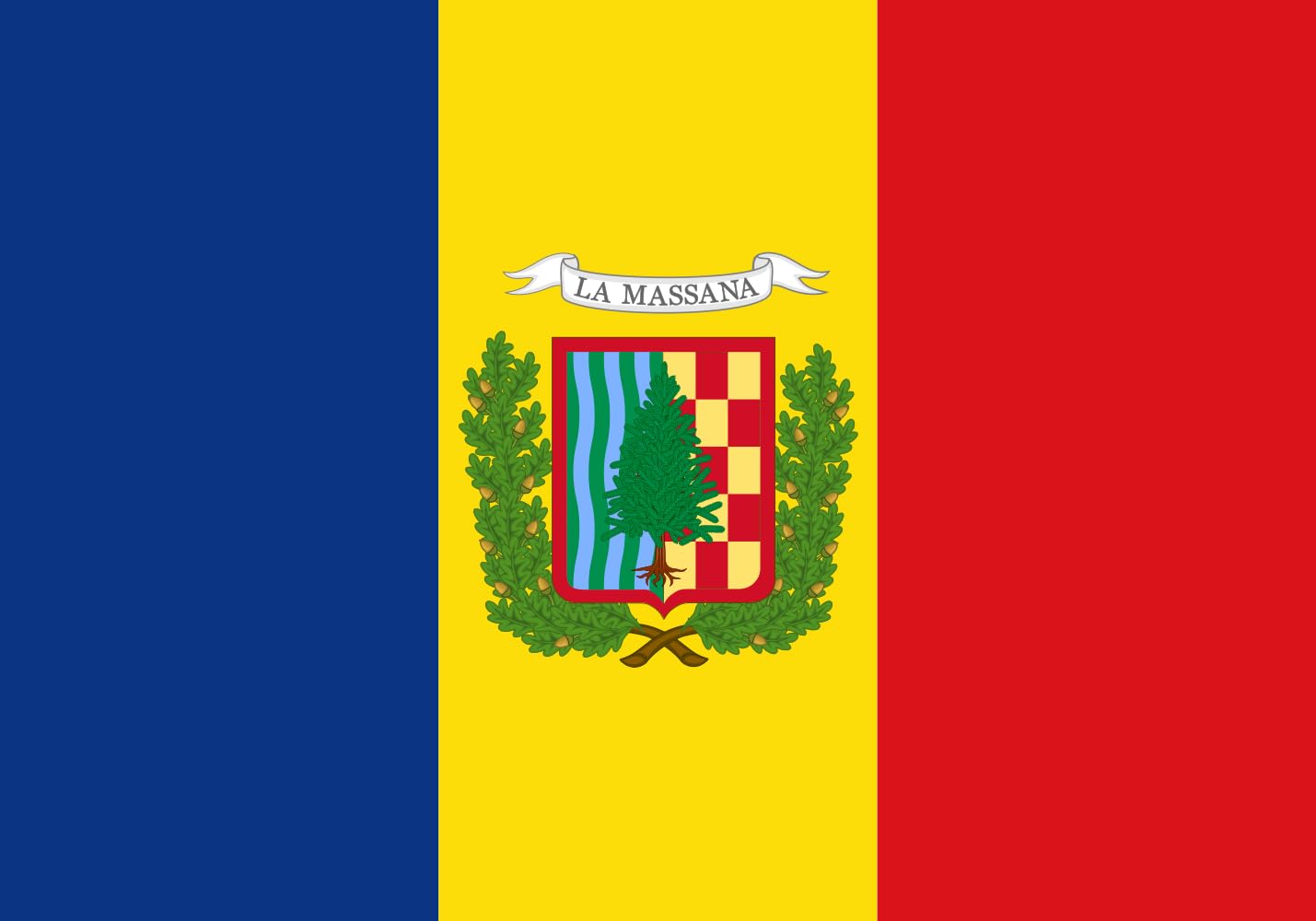 Drapeau large La Massana officiel d'Andorre en tissu résistant