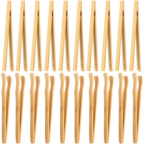 kleine grillzange holz Fiyuer 40 Pcs holzzange küche bambuszangen klein küchenzange servierzange für Toast Tee Salat Sushi Cover