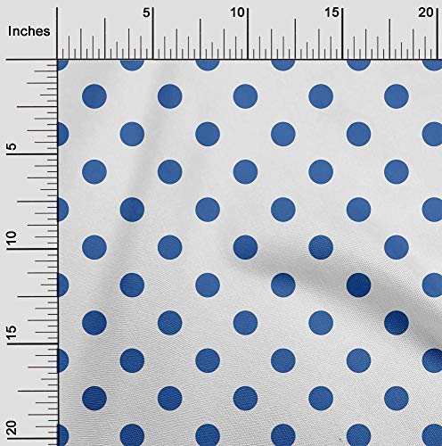 oneOone Georgette Viscose Blue Fabric Polka Dots Dots Fabric for Sewing Printed Craft Fabric By The Yard 42 Inch Wide