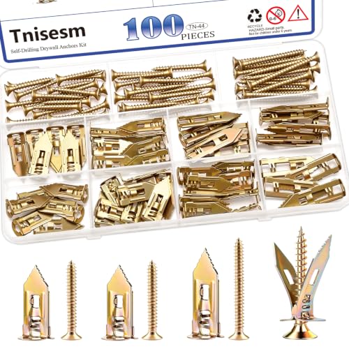 Tnisesm 100Pcs Self-Drilling Drywall Anchors Kit