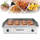 220V 4400W Elektro Grillplatte 50-300 ℃ Elektrogrill Edelstahl-Kochplatte Mit Anti-Splash Fettsammelschale Gastronomie Tischgrill Bräter Griddleplatte Griddle Für Zuhause und draußen BBQ