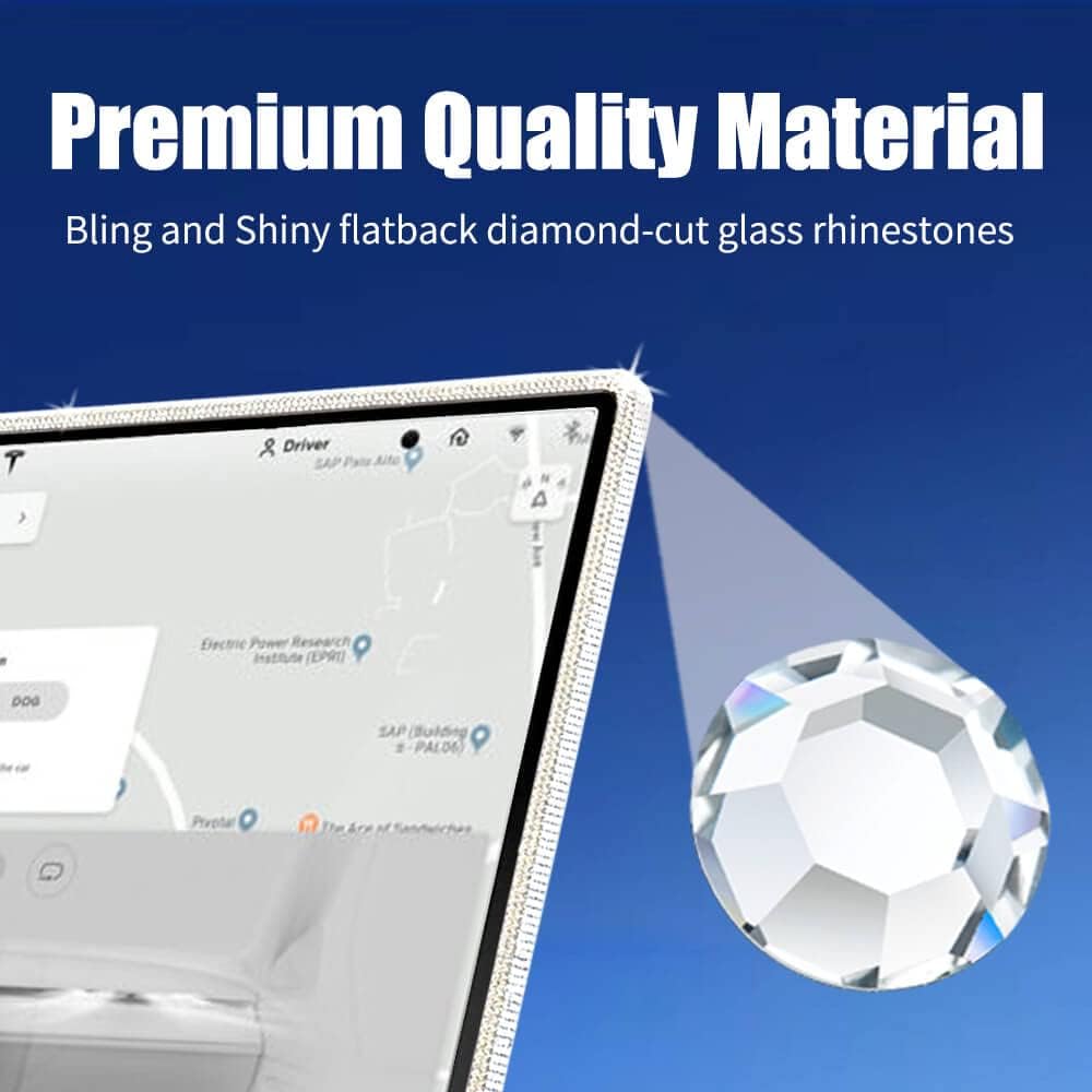 yeapop bling bling rhinstones screen protector for tesla model 3 and model y sparkly tesla center console accessories for women and girls