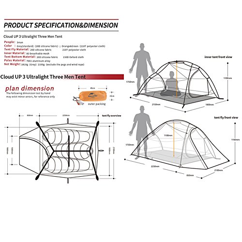 Naturehike Cloud-up 3 Ultraleggero Tenda da