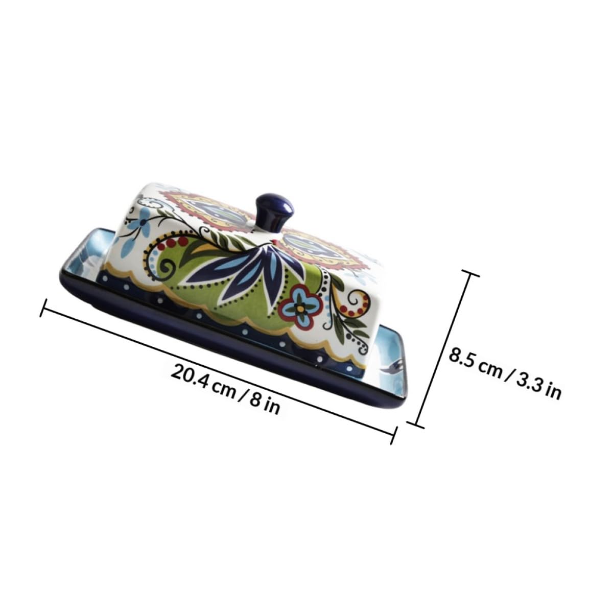 Beurrier Vintage en Céramique 250g Rectangulaire Couvercle