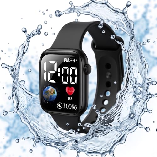 Image of GOLDENIZE FASHION Smart Watch for Kids Girls /Boys, Brthday Return Gift for Kids, Luminous LED Display Fashionable Kids Digital Watches Waterproof Sports Square Electronic Watch for Kid, Boy /Girls