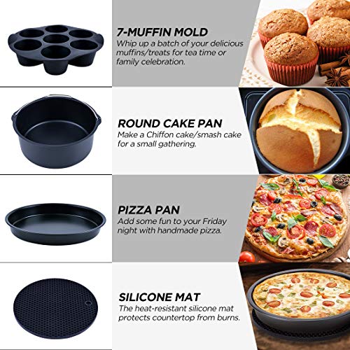 Air Fryer Accessories, Set Of 12 Fit For 5.3Qt And Larger Air Fryer With Cake & Pizza Pan, Metal Holder, Skewer Rack & Skewers, Etc, Nonstick Coating, Dishwasher Safe #TOP1