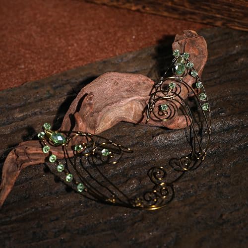 CoTera Fairy Elf Ear Cuff - Handmade Fairy Gold Ear Cuff Earrings Renaissance Costume Rhinestone Accessories for Cosplay4