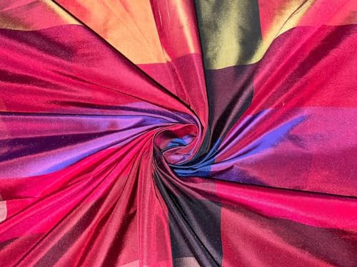 Taffetas de soie Tartan TAFC53 multicolore | Tissu pour confection de rideaux et coussins de luxe