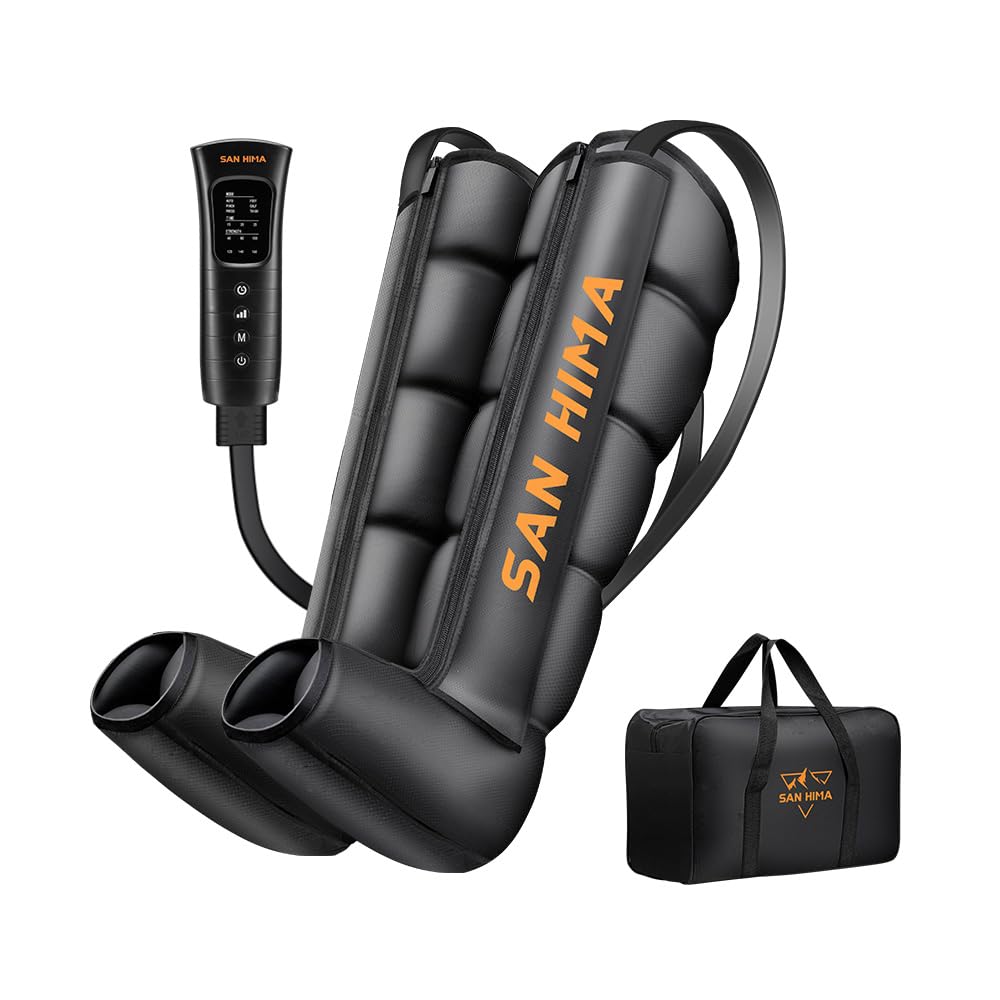 Photo 1 of SAN HIMA Air Compression Leg Massager - Sequential Full Leg Compression Boots for Circulation & Pain Relief | 6 Modes 6 Intensity Recovery Boots for Athletes - Feet, Calves & Thighs (Large)