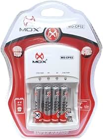 Kit Carregador de Pilhas Bivolt + 4 Pilhas AAA Palito Recarregaveis 1000 mah