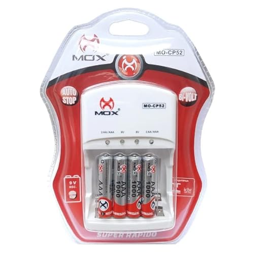 Kit Carregador de Pilhas Bivolt + 4 Pilhas AAA Palito Recarregaveis 1000 mah