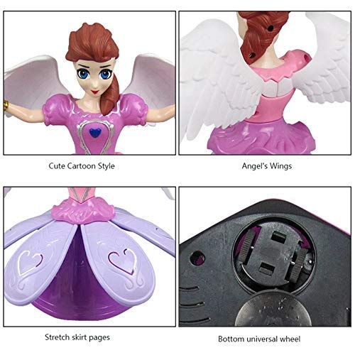 Image of Dancing Miracle Princess Toy Doll with Wings Interactive Revolving Cute Doll Colorful LED Lights and Music for Girls