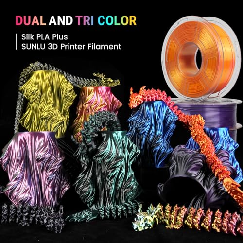Image of SUNLU Silk Dual Color Pla Filament, Silk PLA 3D Printer Filament 1.75mm, Shiny Silk Texture, Dimensional Accuracy + /- 0.02mm, 1KG Spool (2.2 lbs), PLA Silk Dual Color (Black White)