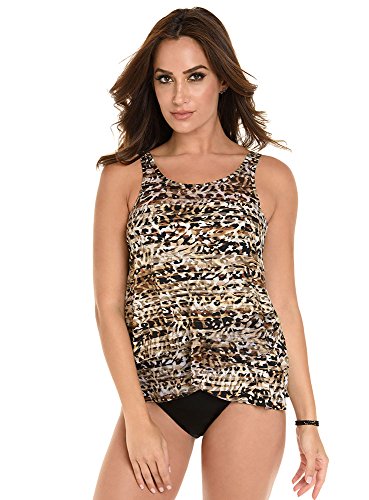 Miraclesuit Wildside Mirage Underwire Tiered Tankini Top Brown 8