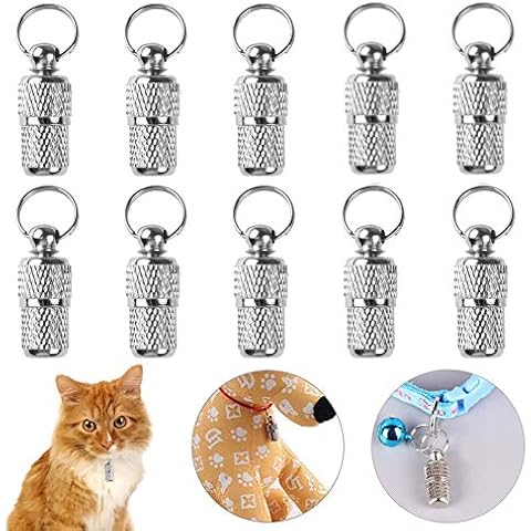 NALCY Mini Anti Lost Dog Cat ID Tag, Pets Address Name Label, Barrel Tube Collar, Pets Puppy ID Tube (10 Pack) Cover