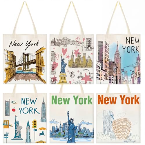 Paterr 6 Pcs Canvas Tote Bag Watercolor Souvenir Gift Souvenir Women Travel Gifts Grocery Shopping...