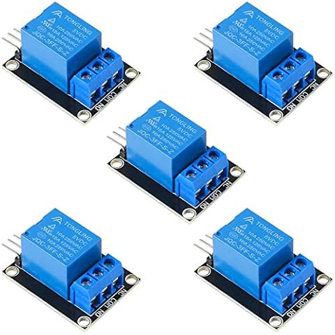 Dealikee 5 Pack 5V Relay Module 5V with Indicator LED Light 1 Channel Relay Module for Arduino ARM PIC AVR MCU Cover