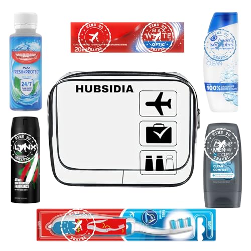 Travel Toiletries Set for Men 7 Pcs Hubsidia Clear Travel Bag