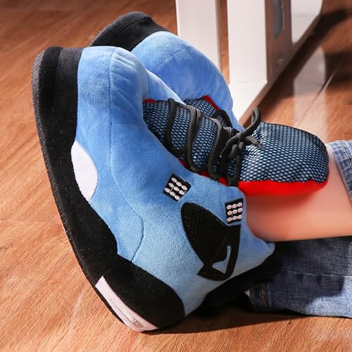 Image of WEIRTA Warm Plush Sneaker Slippers, Trendy Anti-Slip Furry Soft House Shoes Fluffy Unisex Comfy Home Slides One Size Fits Most Indoor Outdoor