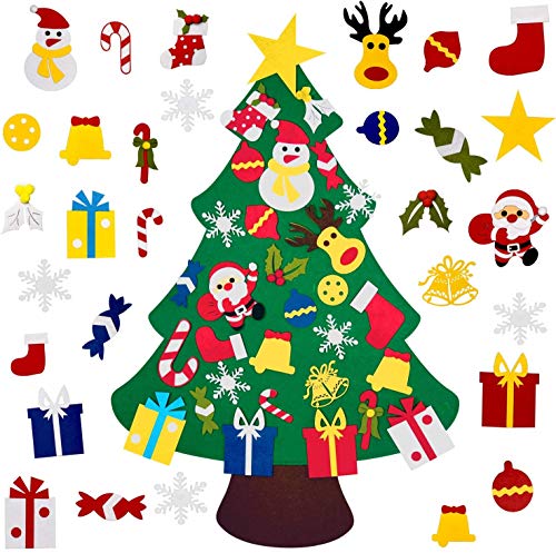 BangShou Kerstboom Kinderen Vilt DIY Voelde Boom Kerst Wanddecoratie Felt Christmas Tree Kerst Kinderen Voor Kerstmis Geschenken voor Kinderen