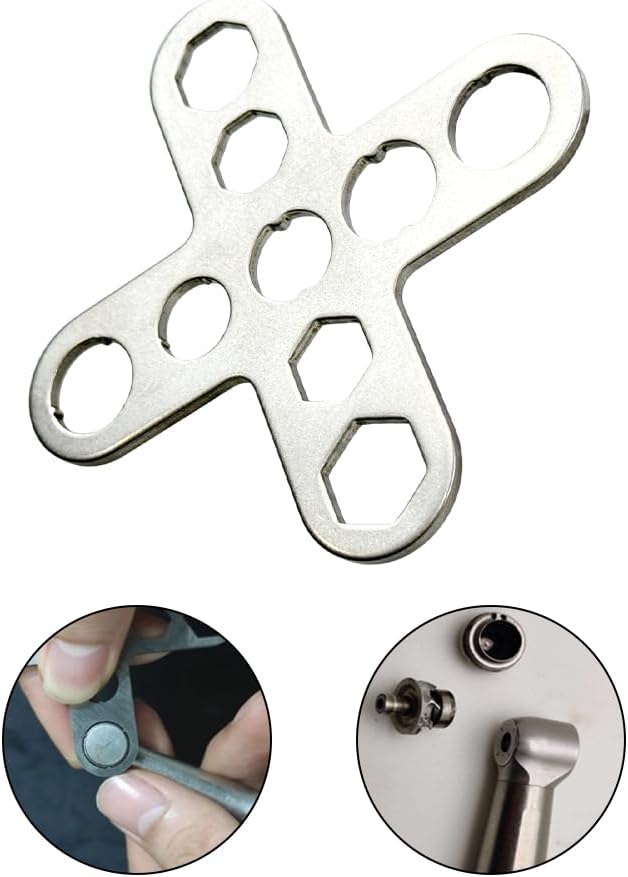 Dental Turbine Handpiece Wrench, Dental Remove Back Cover Wrench for Dental Turbine Handpiece Implant Motor Spanner Tool Cartridge Rotor Repair Tool (C Style)