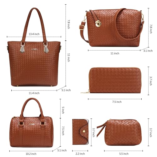 Image of OTMIPIML Purses and Handbags for Women Synthetic Leather Tote Crossbody Bags Satchel Purses Set 6pcs | Set