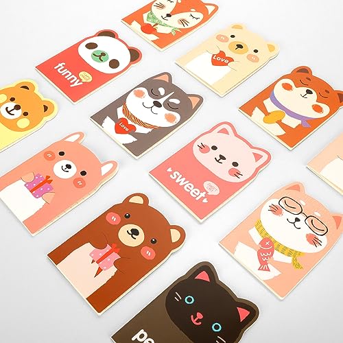 Image of Cute Animal Notebooks, 24 PCS Cartoon Pocket Notepad, Mini Portable Memo Pads, Diary Note Pad with Cartoon Pattern for Kids Drawing Classroom Students Gift School Supplies (Mini Cute Notebook)
