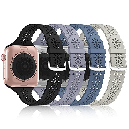 Image of Lace Silicone Bands Compatible with Apple Watch Bands for Women