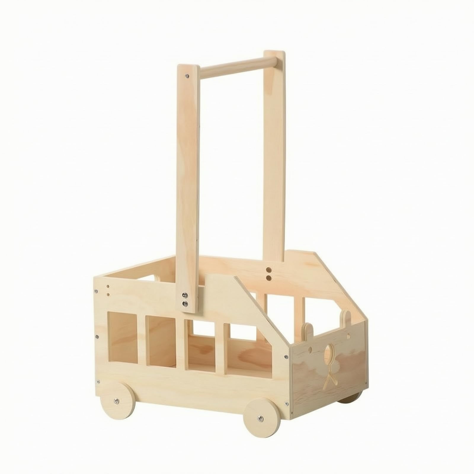 MagiDeal Cestino Aperto | Pannelli Laterali a Doghe, Cestino oggetti con Manico, Rustico, per Cameretta, Bagno, Mamme, Neonati, Con Ruote