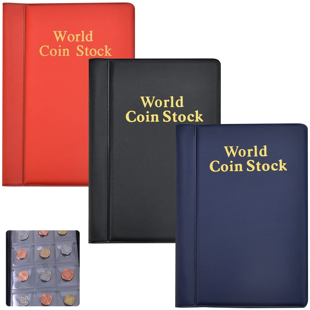 Favengo Album de Collection Numismatique - 3 PCS, 360 Grilles 2.7*3cm, Rangement pour Pièces de Monnaie, Classeur Route 2 Euro