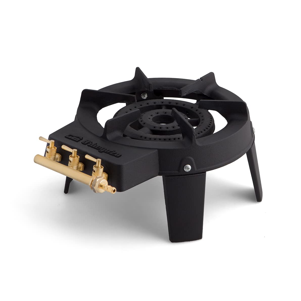 Orbegozo FO 6500 Hornillo gas de hierro fundido, Superficie resistente a altas temperaturas, Tres zonas independientes de encendido, 18 cm de diámetro, Cuádruple corona, Negro
