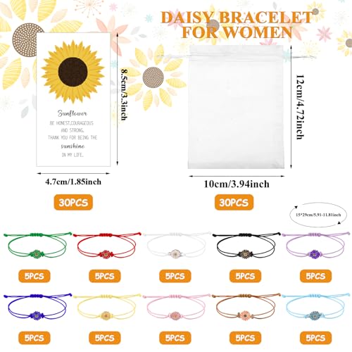 50 Set Sunflower Thank You Gift For Colleagues Employee Appreciation Gifts Sunflower Bracelets Inspirational Gifts with Motivational Sunflower Thank You Cards for Women Teacher Coworker Nurse2