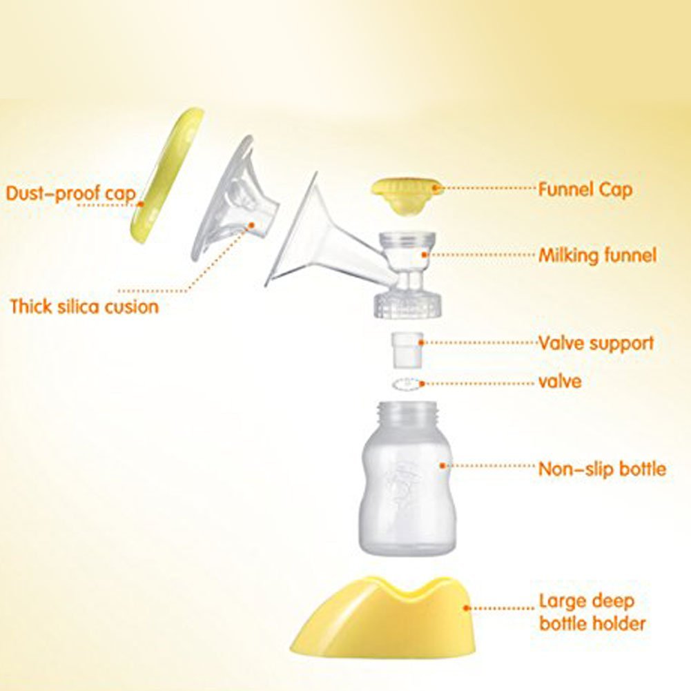 Arena del trébol Kinyo Silent Extractor de leche eléctrico de ordeño masaje amarillo transparente silicona eléctrico Milker yellow & transparent Talla:Single-Core