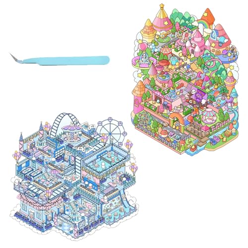 NOBONU ストレス解消 おもちゃ 立体シール 立体ステッカー ハウス造景 ミニチュア模型 特大 没頭型作業 おままごと 手作り感 音フェチ対応 コラージュ素材? (2点セット)