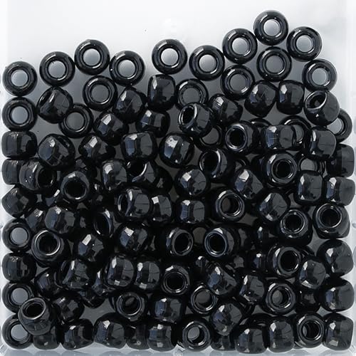 Image of The Beadery - 9x6mm Barrel Pony Bead, Black - 900 Pieces - 750V052