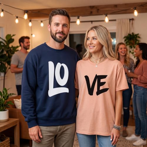 Image of Anniversary Matching Shirts, for Couple, Heart Design T-Shirt Set, Wedding Present, Honeymoon Outfit