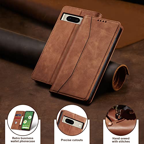 Image of Jasonyu Flip Wallet Case for Google Pixel 7 5G,Brown