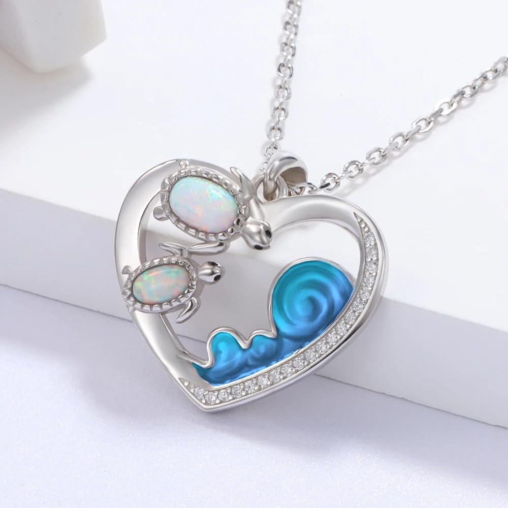 Collar de Tortuga de abulón de Plata de Ley 925 para Mujer, Gargantilla con Dije de Tortuga para Madre e Hija, Collar de Tortuga Hawaiana, Lindo Colgante de Tortuga de Animal del océano, Collar de
