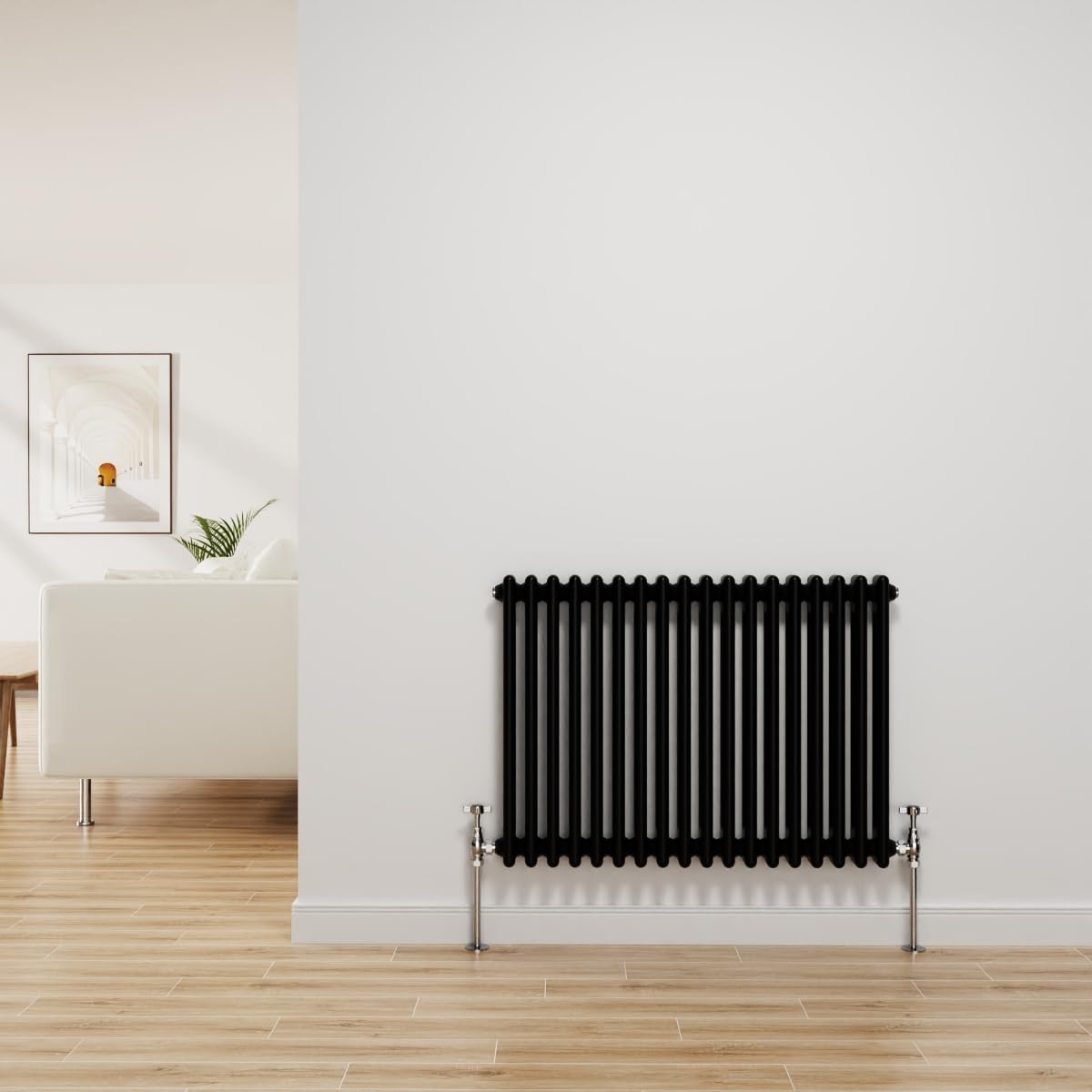Nrg Black Traditional Radiator Cast Iron 2 Column Horizontal Central Heating Bathroom Radiators 600X830mm