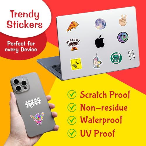 Image of CodersParadise 52 Pcs Premium Random Vinyl Sticker Pack - Waterproof Self-Adhesive Aesthetic Stickers for Laptop, Laptop Skin, Journal, Diary, Bike Helmet, Guitar & Mobile Case (7.6 cm)