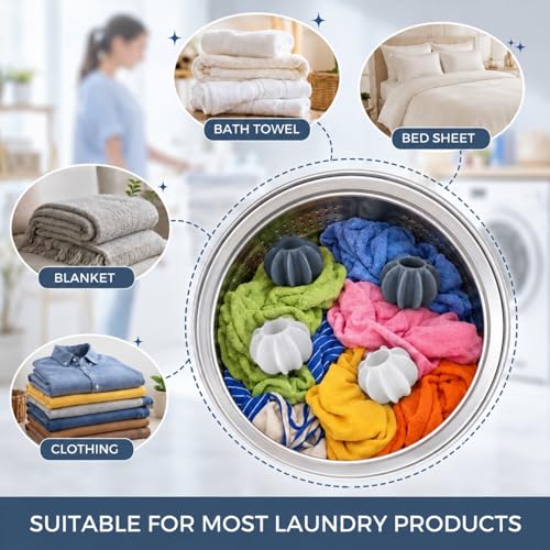 Image of Zerfa Pack of 10 Silicone Laundry Balls for Washing Machine | Reusable Anti Tangle and Wrinkle Scrubbing Balls for Clothes