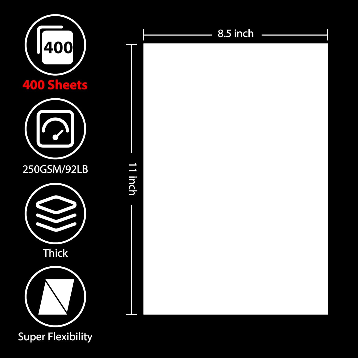 OcePor 400 Sheets White Cardstock 8.5” x 11”, 92lb/250gsm Card Stock, Thick Card Stock Paper, Heavy Cardstock Paper for Printer, Resume, Scrapbooks, Art, Crafts, Business Cards