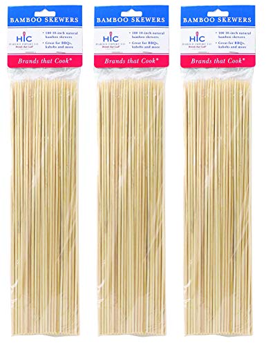 HIC Harold Import Co. 4414/3 Lot de 300 brochettes pour barbecue en bambou 25,4 cm