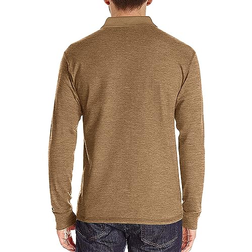 Mens Long Sleeve Polo Shirts Classic Button Down Golf Shirt Fashion Casual Moisture Wicking Shirts with Pocket2