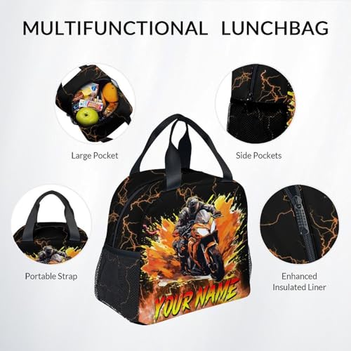 Boys Backpack Set, Personalized Kids Backpack with Lunch Box, Motorcycle Bookbag for School, 17 Inch Custom Car Bookbag, Durable School Supplies - Image 7