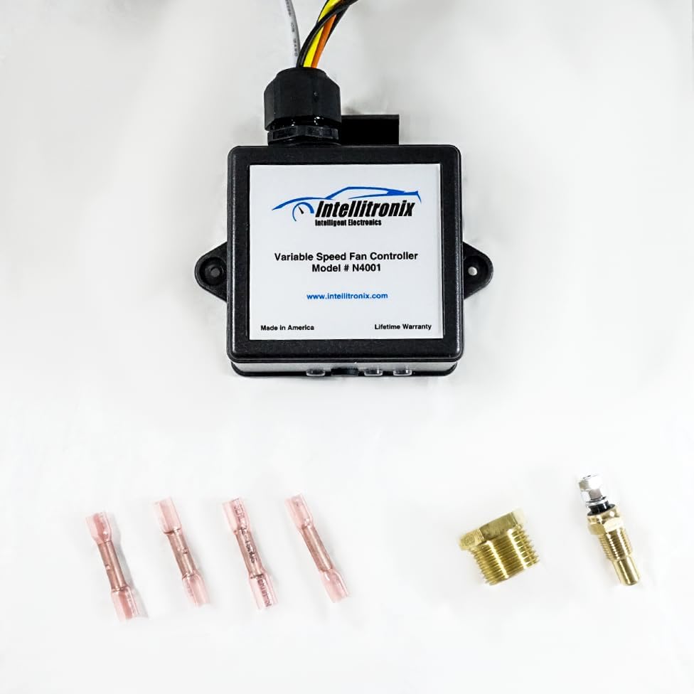 Intellitronix 12V Radiator Fan Controller Kit with On-board Timer, Temperature Sensor & 40A Fuse | Prevents Overheating | 160-240°F Operating Range