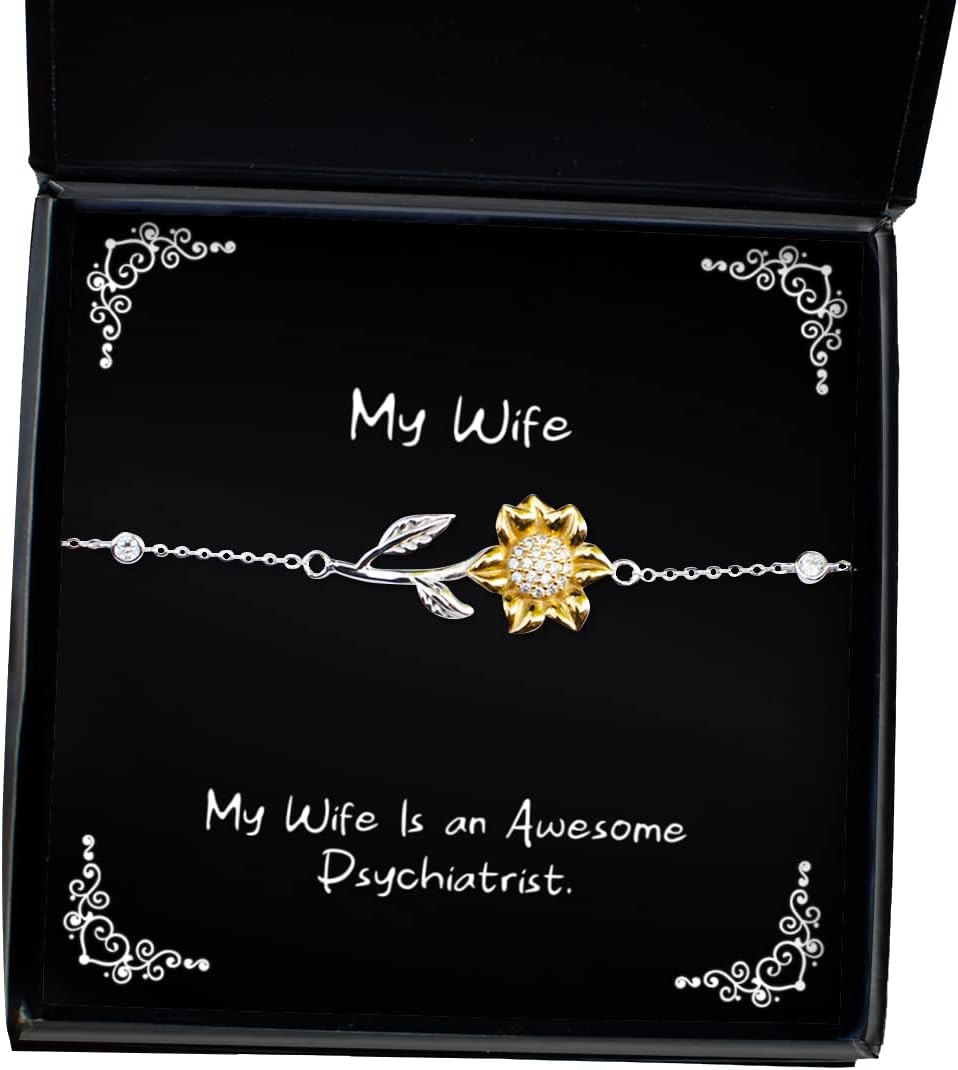 Nice Wife, My Wife is an Awesome Psychiatrist, Holiday Sunflower Bracelet for Wife