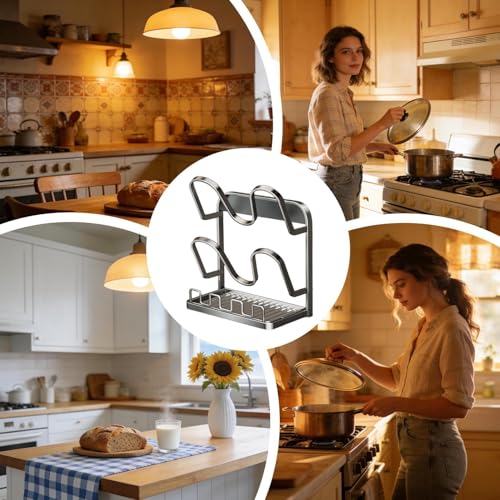 Support de couvercle de poêle stable avec plateau pour éviter les taches sur la table