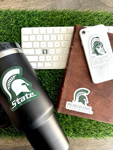 Image of Michigan State Stickers Decal MSU Merch Gift Spartan Car Water Bottle 14 Pc